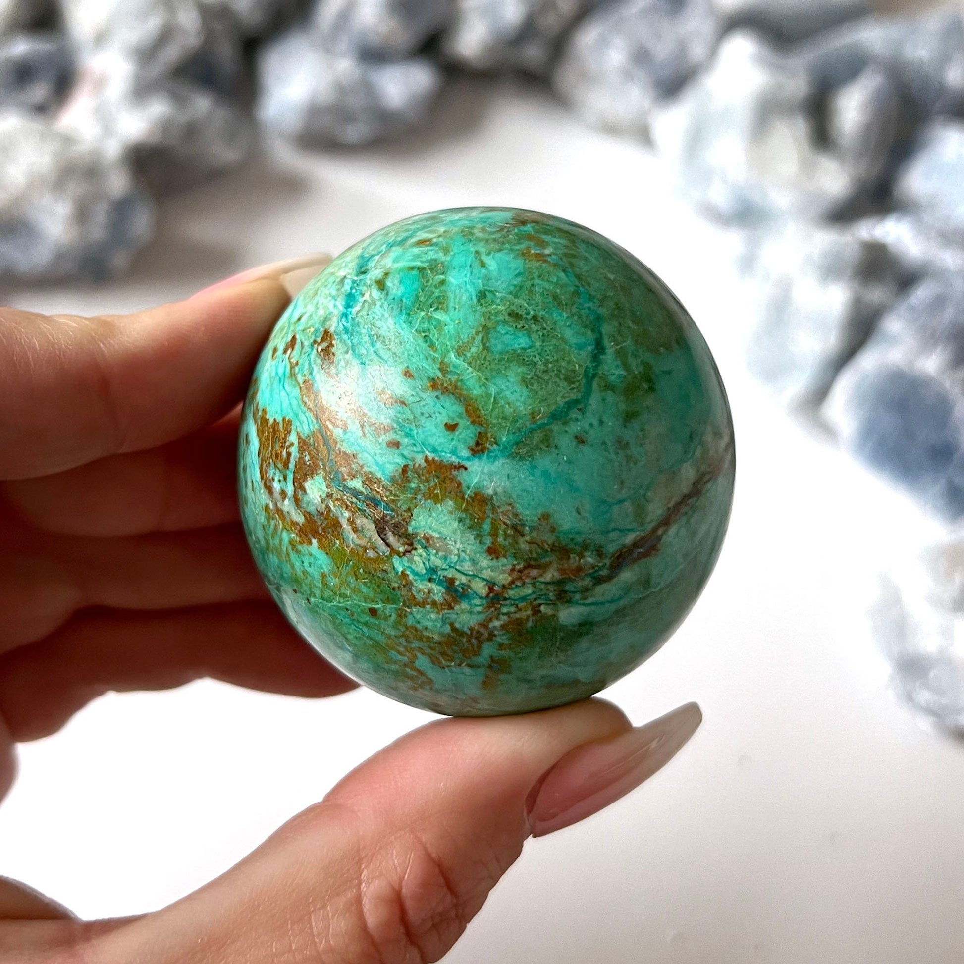 Chrysocolla Sphere 53mm | Crystal Ball | Communication | Personal Truth | Happiness | Transition + Change - Sole Luna