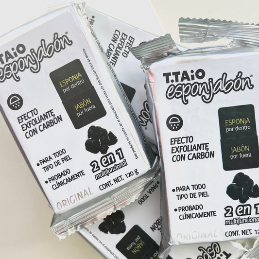 Esponjabon Charcoal Soap T.Taio | Esponjabón | Efecto Exfoliante Con Carbon | Origin Mexico | Sponge Soap Bar | Purifying | TikTok Soap - Sole Luna