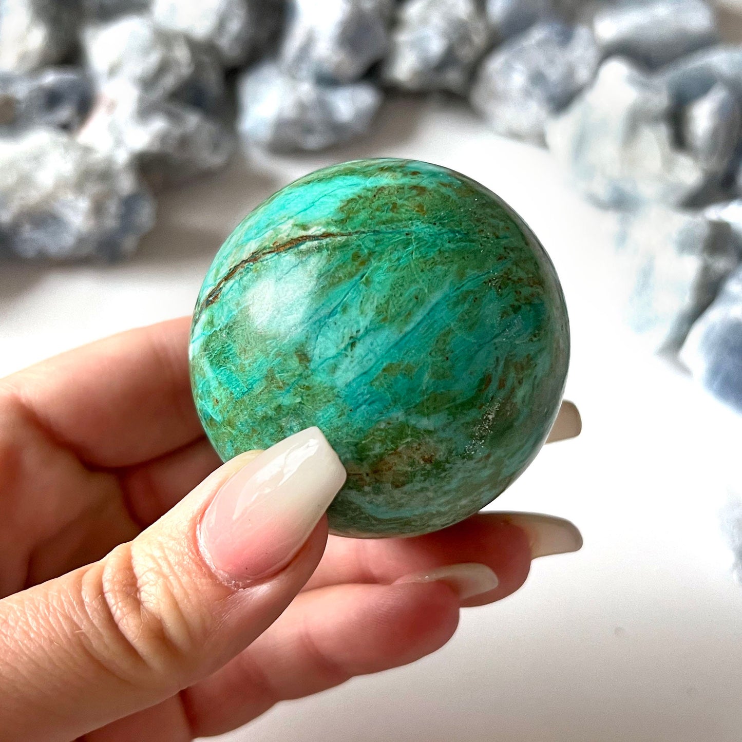 Chrysocolla Sphere 53mm | Crystal Ball | Communication | Personal Truth | Happiness | Transition + Change - Sole Luna