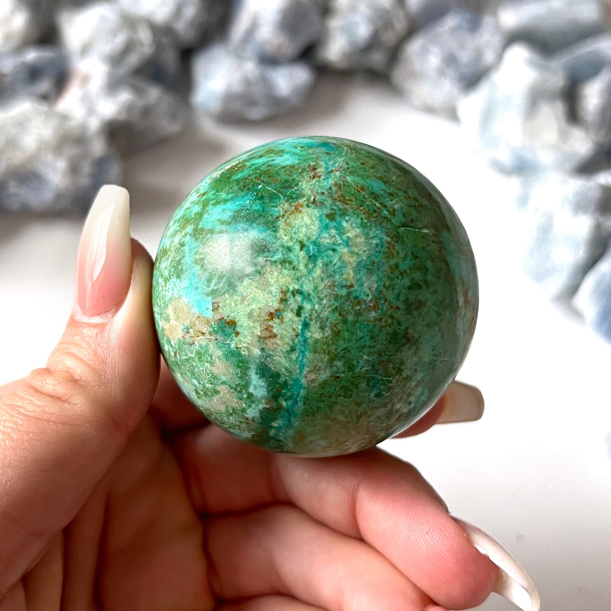 Chrysocolla Sphere 53mm | Crystal Ball | Communication | Personal Truth | Happiness | Transition + Change - Sole Luna