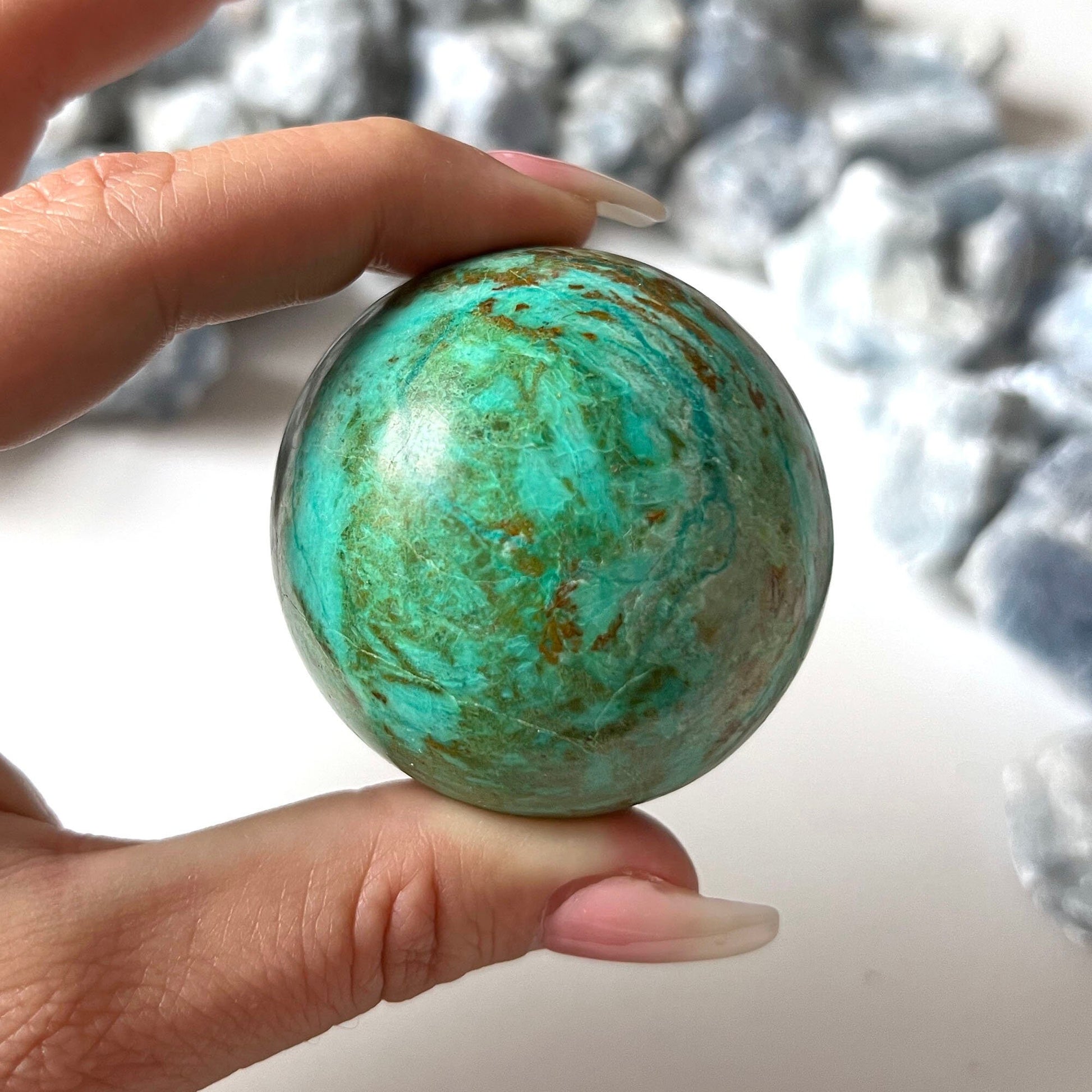 Chrysocolla Sphere 53mm | Crystal Ball | Communication | Personal Truth | Happiness | Transition + Change - Sole Luna