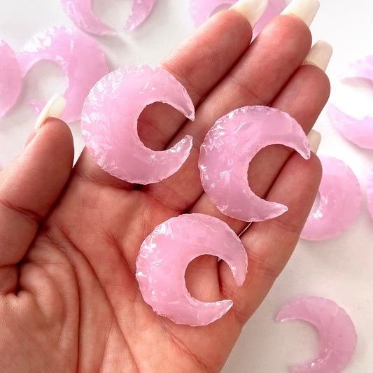 Rose Quartz Textured Crescent Moon