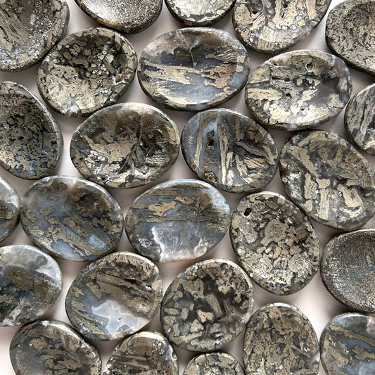 WEALTH Marcasite Worry Stone | Prosperity | Abundance | Self-Worth | Focus | Financial Growth | RARE - Sole Luna