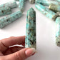 Peruvian Turquoise Faceted Tower | Peruvian Chrysoprase Obelisk | Truth | Communication | Protection | Optimism | Calming - Sole Luna