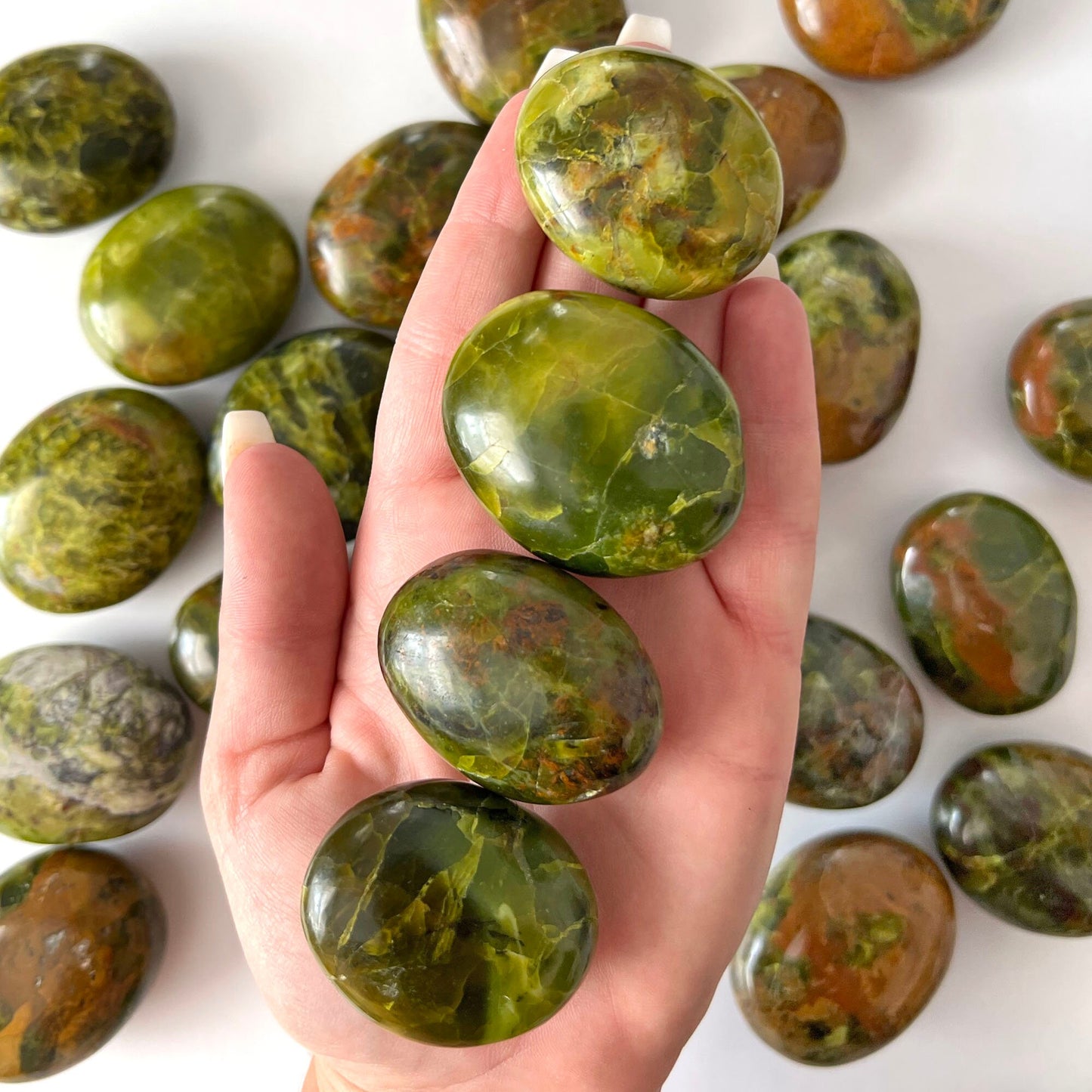 Green Opal Palm Stone | Strengthen Relationships | Clears Blockages | Abundance | Rejuvenation | Fear Relaase - Sole Luna