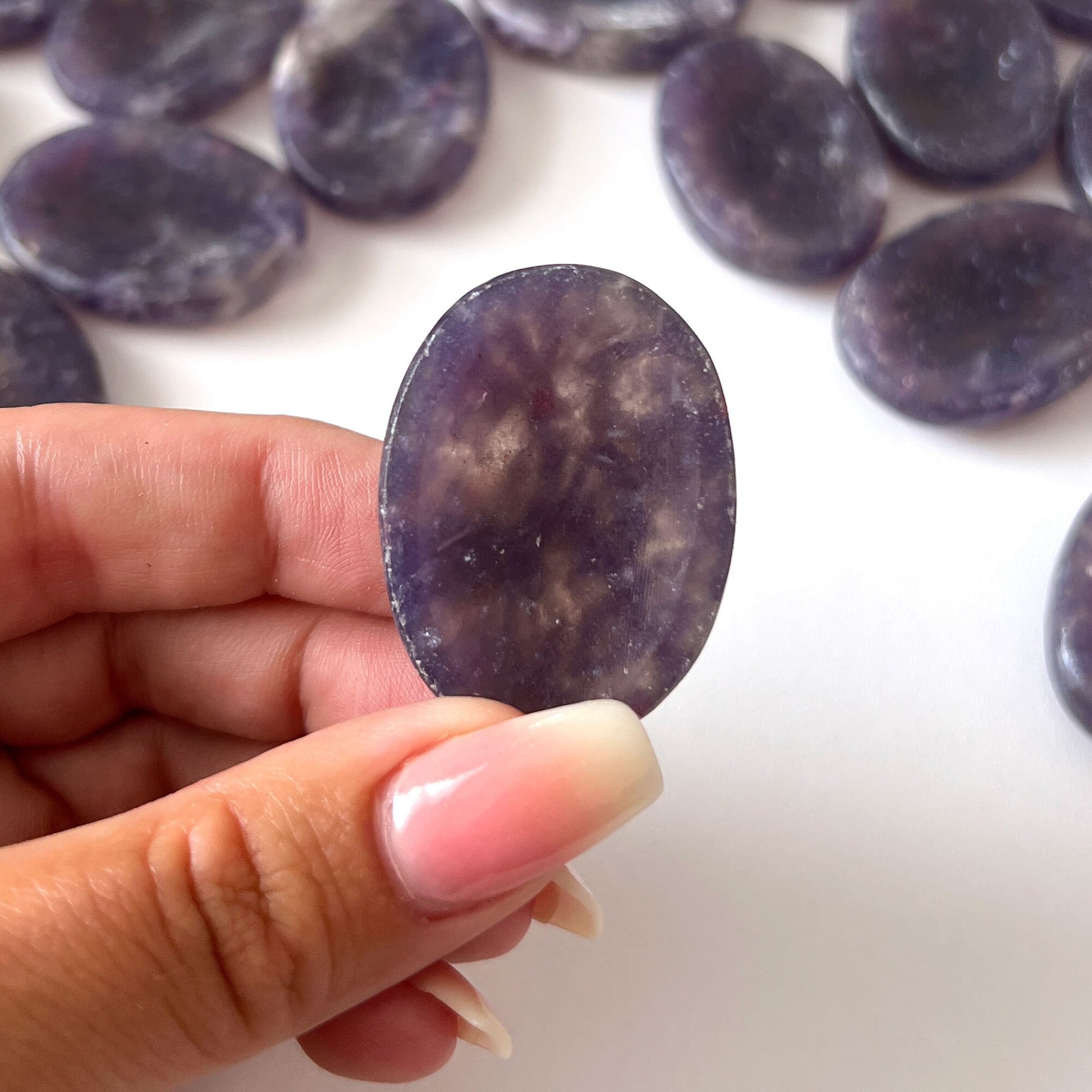 Purple Lepidolite with Pink Lepidolite Inclusions Worry Stone | Stone of Transition | Intuition Crystal - Sole Luna