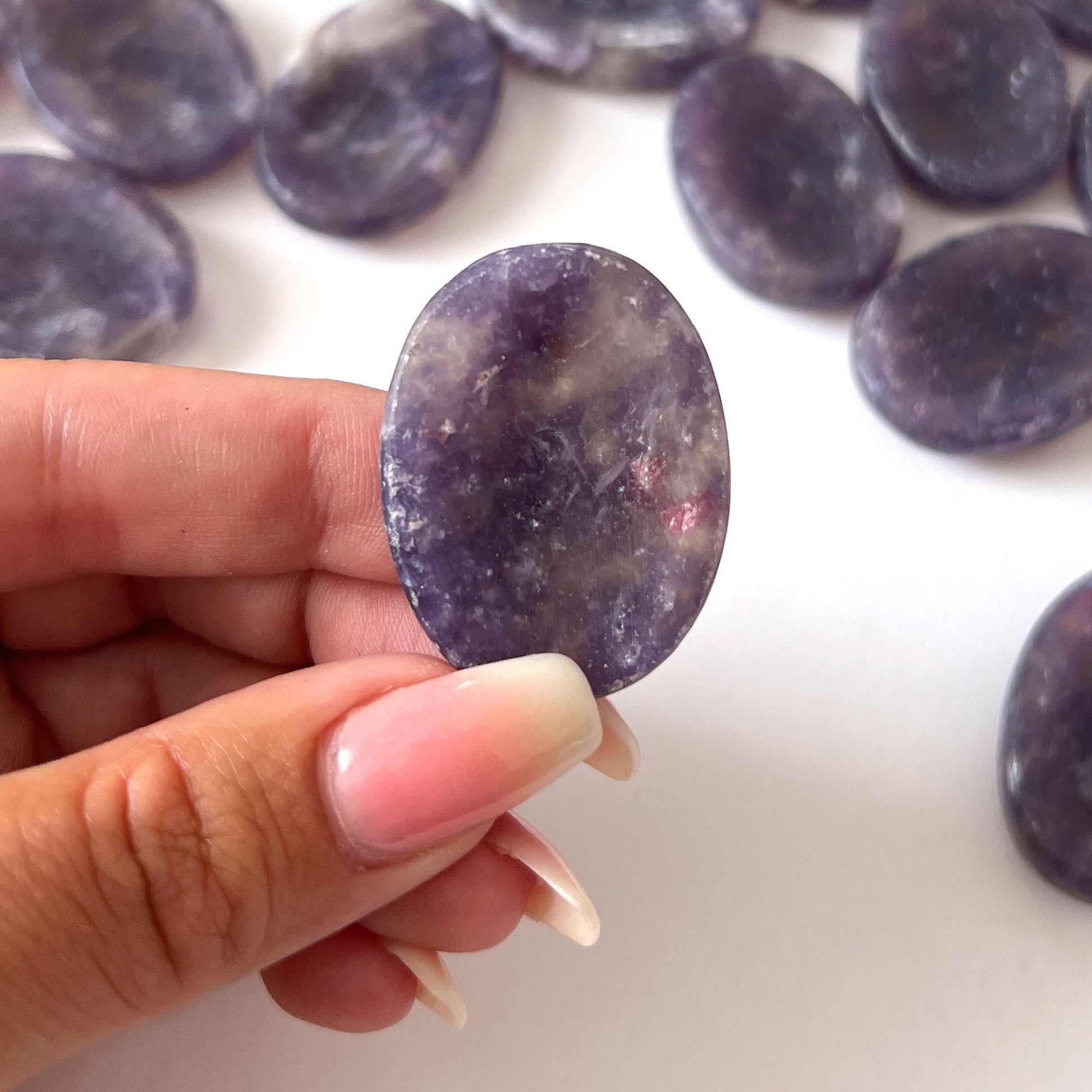 Purple Lepidolite with Pink Lepidolite Inclusions Worry Stone | Stone of Transition | Intuition Crystal - Sole Luna