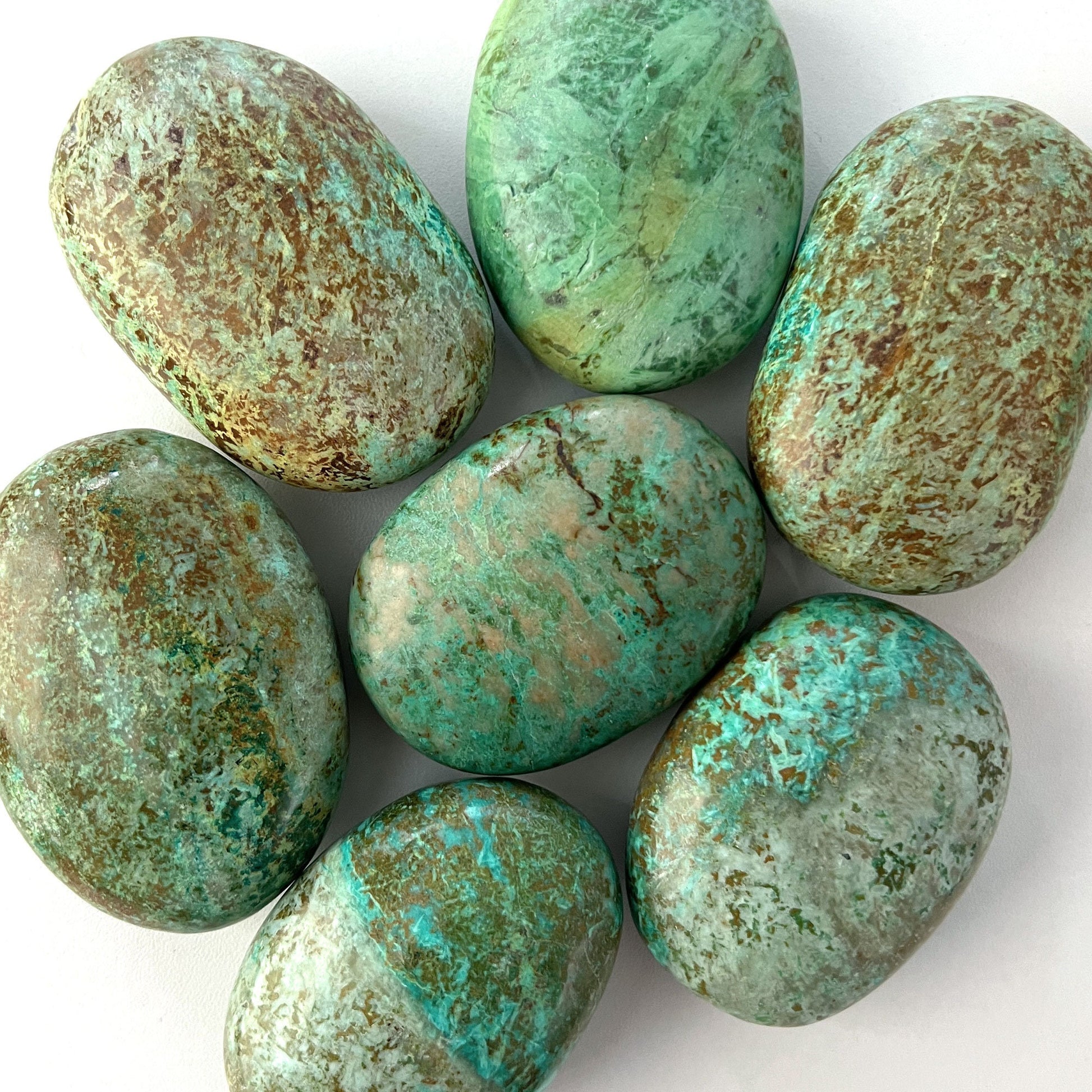 EARTHY Dark Peruvian Turquoise Palm Stone | Chryscolla | Truth | Communication | Protection | Optimism | Calming - Sole Luna