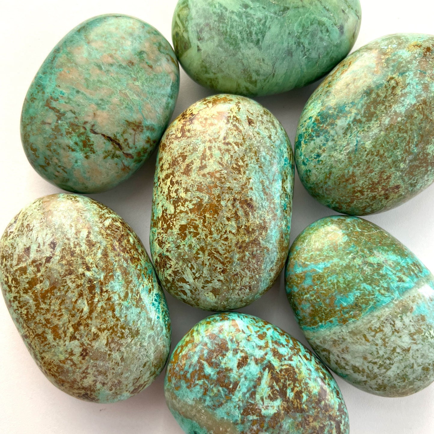 EARTHY Dark Peruvian Turquoise Palm Stone | Chryscolla | Truth | Communication | Protection | Optimism | Calming - Sole Luna