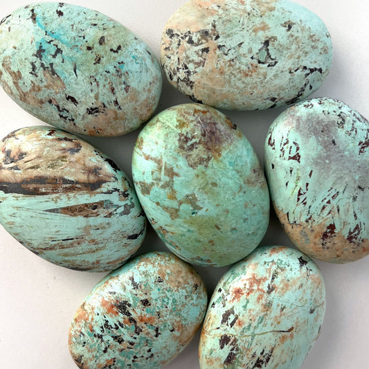 EARTHY Light Peruvian Turquoise Palm Stone | Chryscolla | Truth | Communication | Protection | Optimism | Calming - Sole Luna