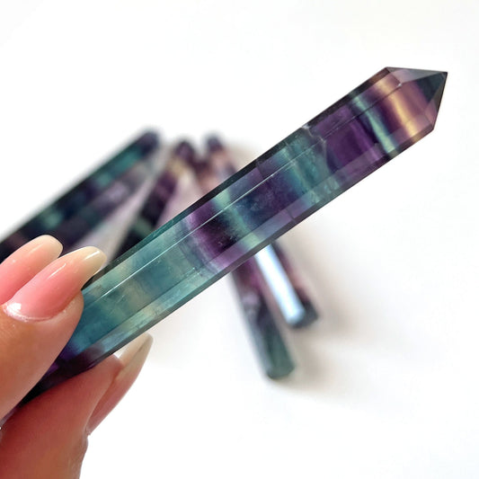 Rainbow Fluorite Pencil Tower - Sole Luna