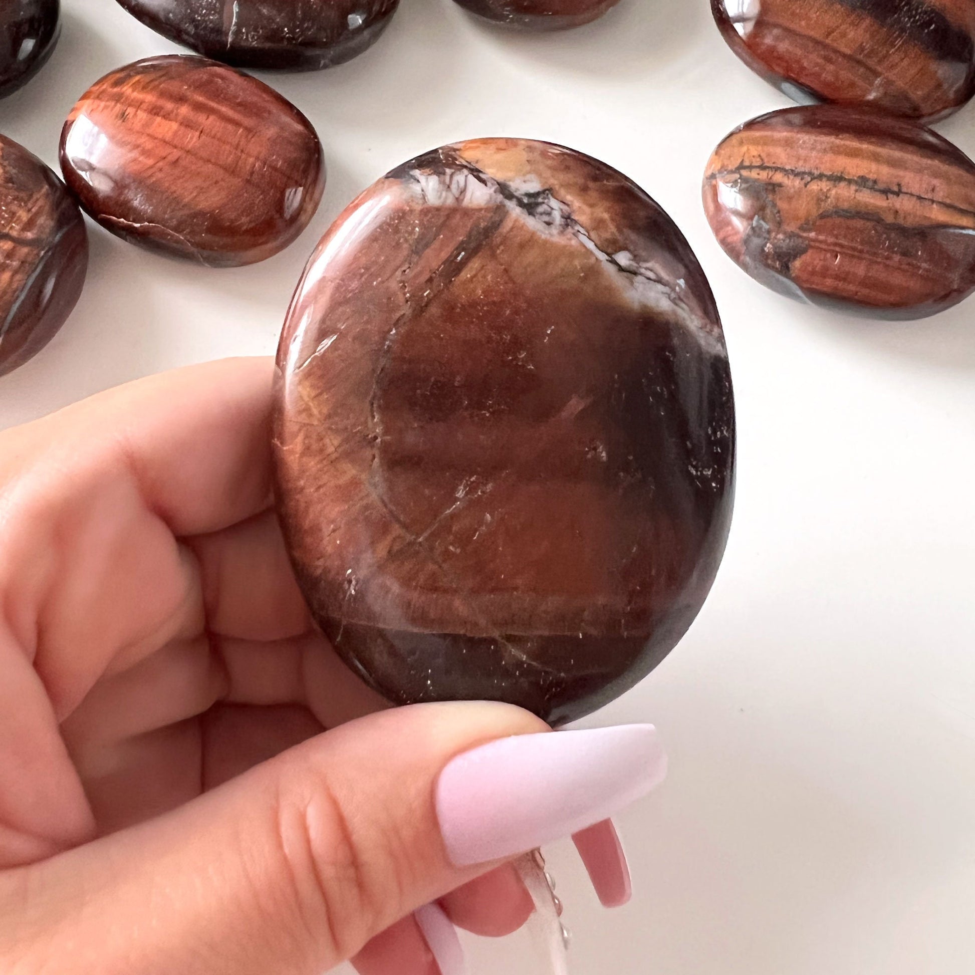 Red Tiger's Eye Palm Stone | Protection Crystal | Self-Esteem | Motivation | Energy | Sex Drive - Sole Luna
