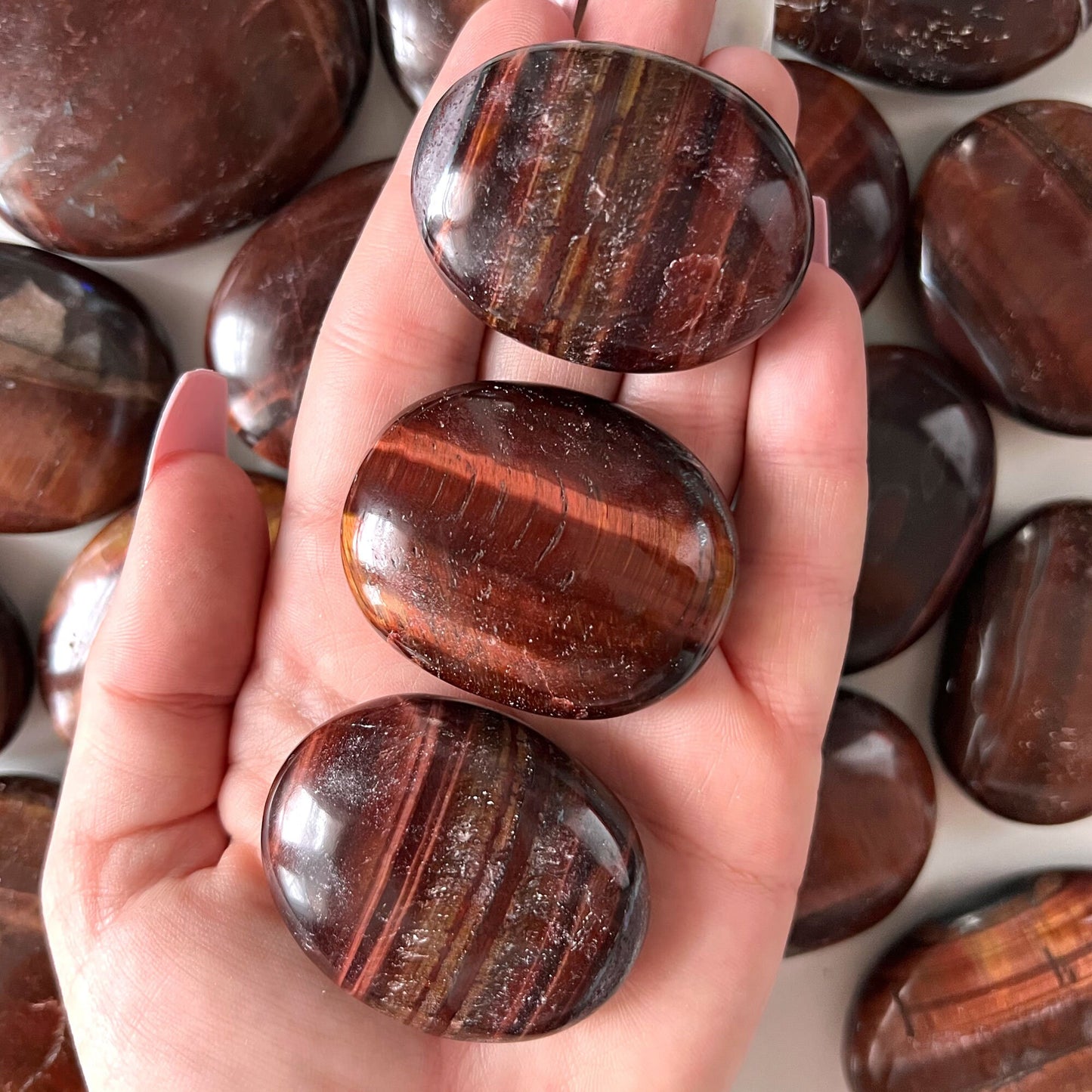 Red Tiger's Eye Palm Stone | Protection Crystal | Self-Esteem | Motivation | Energy | Sex Drive - Sole Luna