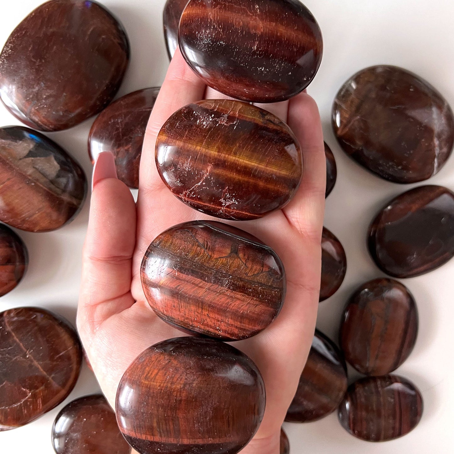 Red Tiger's Eye Palm Stone | Protection Crystal | Self-Esteem | Motivation | Energy | Sex Drive - Sole Luna