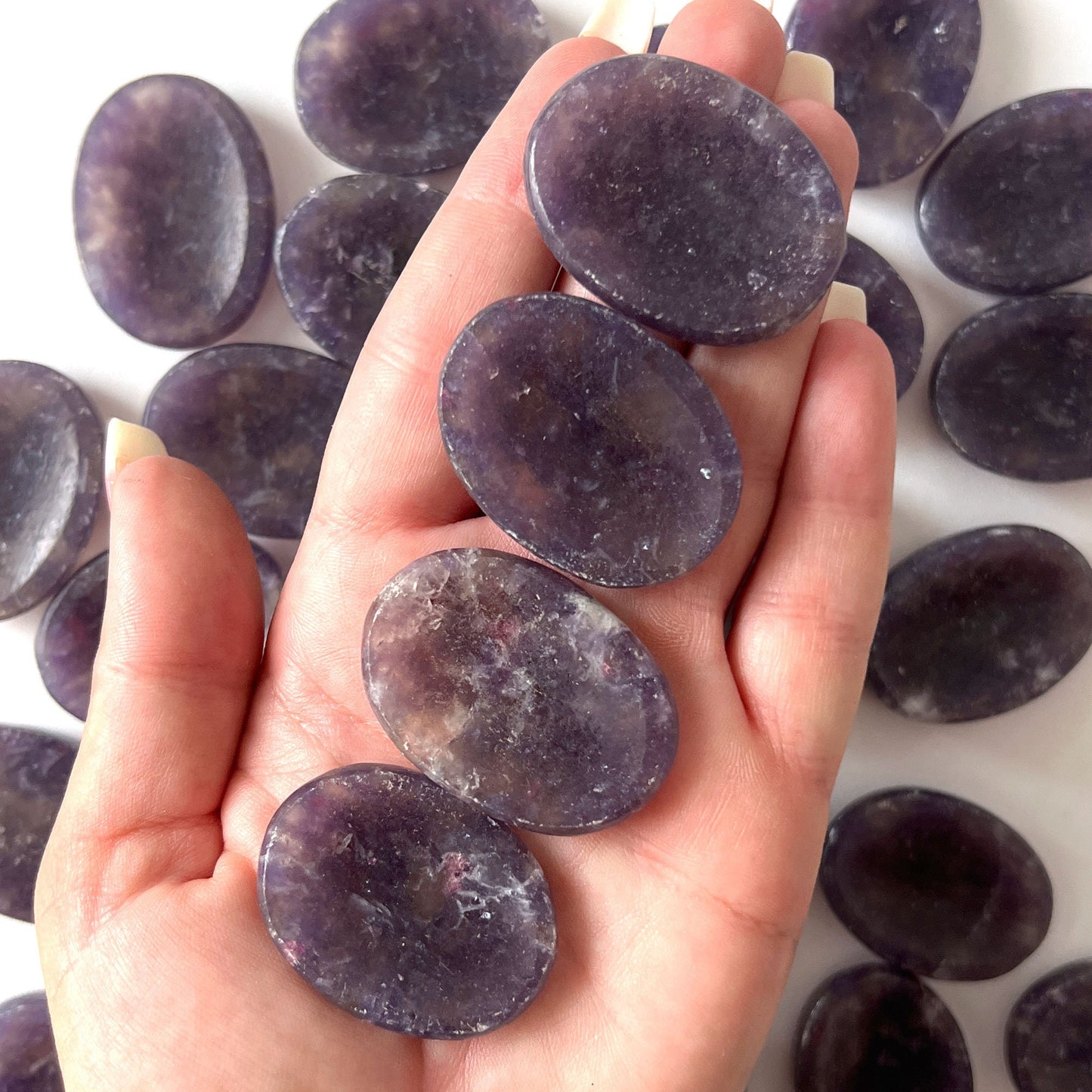 Purple Lepidolite with Pink Lepidolite Inclusions Worry Stone | Stone of Transition | Intuition Crystal - Sole Luna