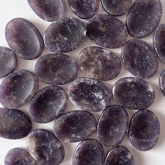 Purple Lepidolite with Pink Lepidolite Inclusions Worry Stone | Stone of Transition | Intuition Crystal - Sole Luna