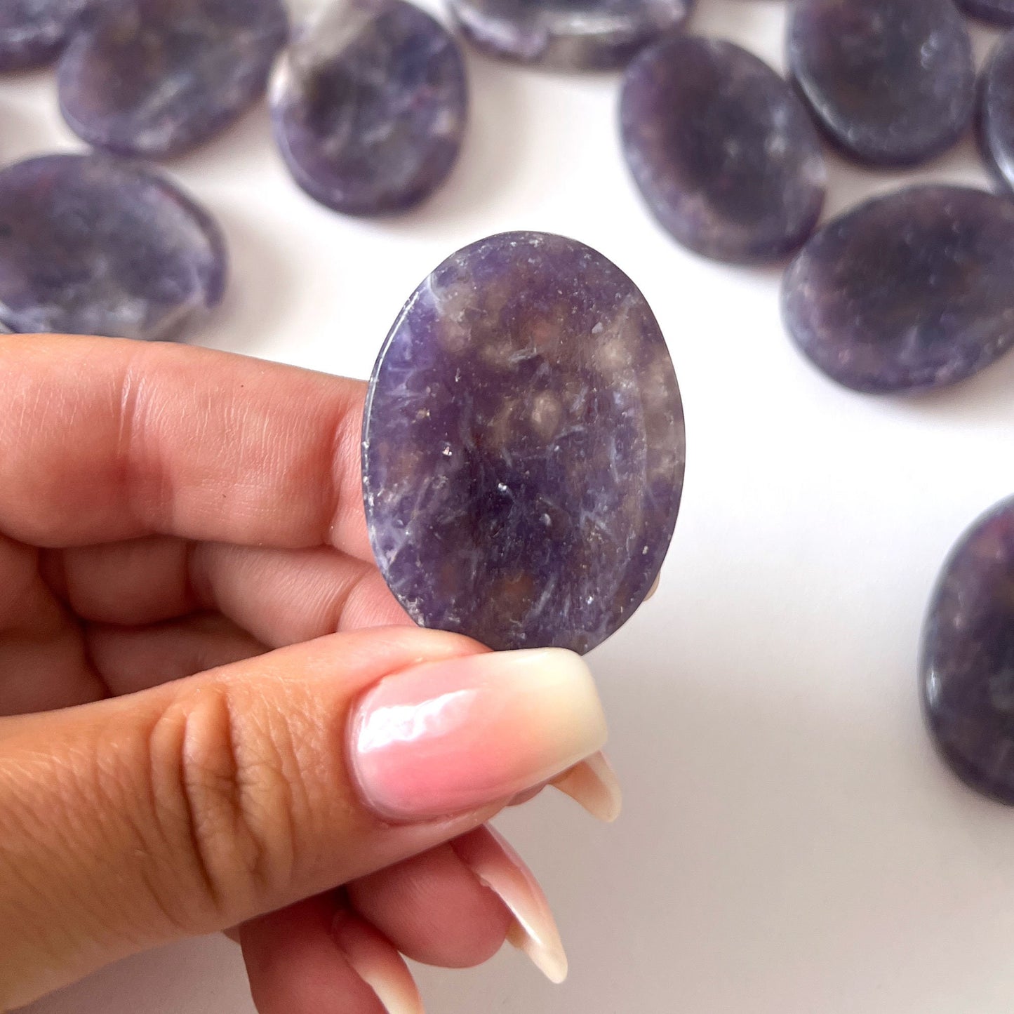 Purple Lepidolite with Pink Lepidolite Inclusions Worry Stone | Stone of Transition | Intuition Crystal - Sole Luna